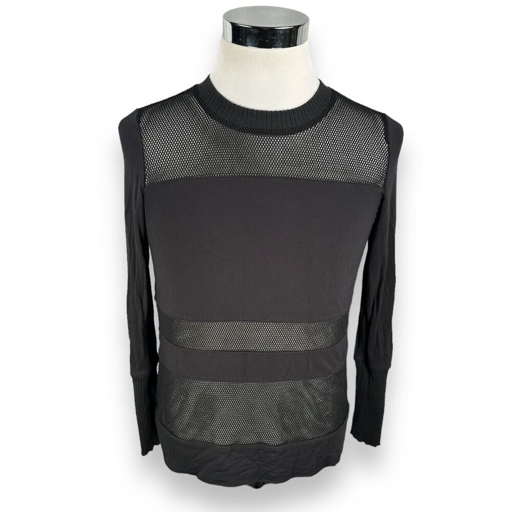 ALO Yoga Black Mesh Long Sleeve Top